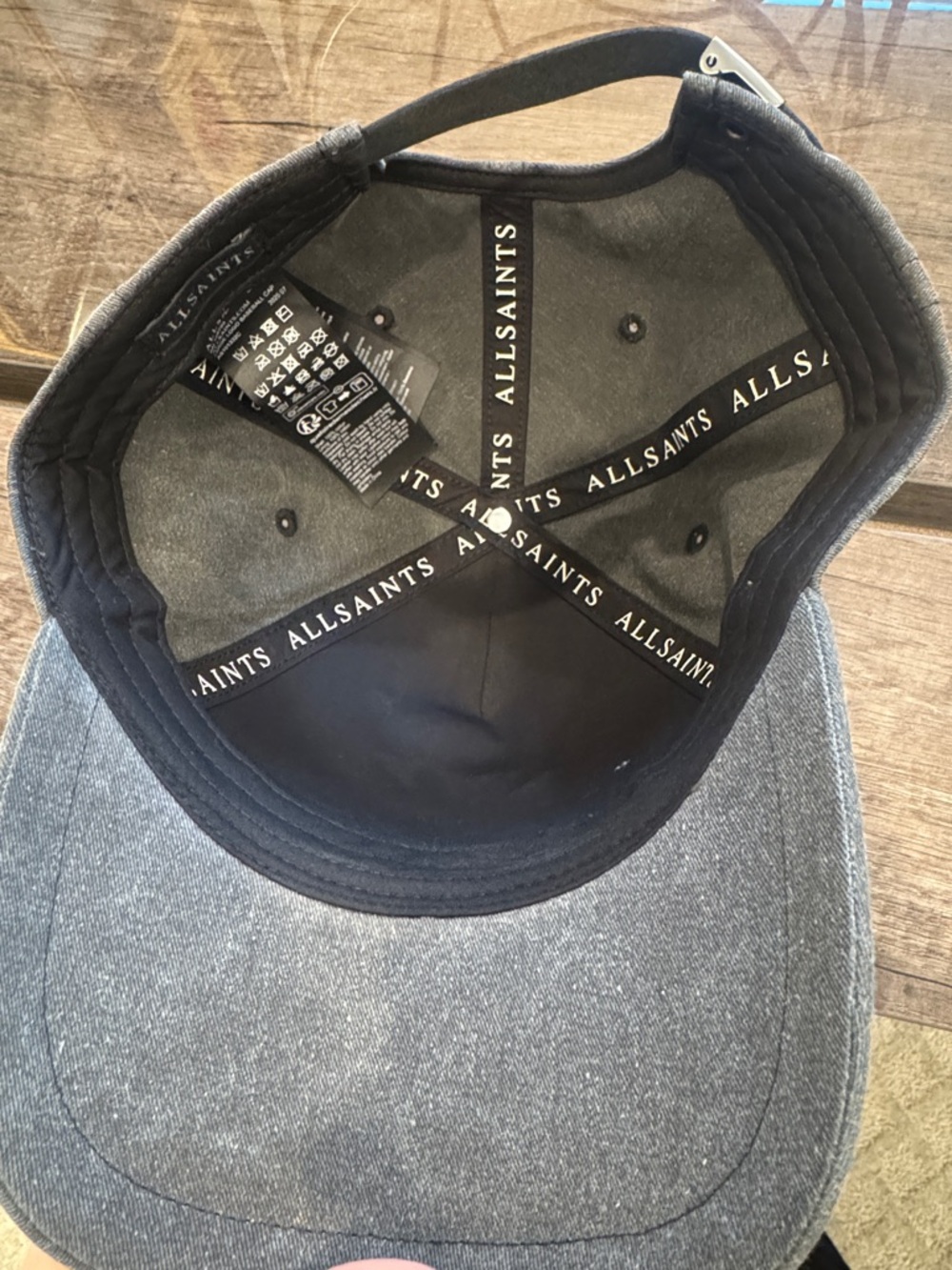 All Saints Gray Embroidered Logo Baseball Cap - Picture 3 of 5